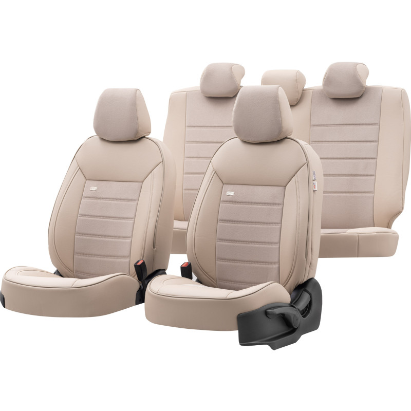 Car seat cover beige leatherlook / beige alkantara