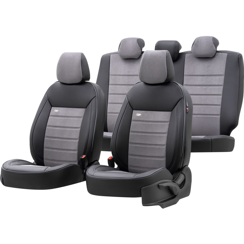 Car seat cover black leatherlook / grey alkantara